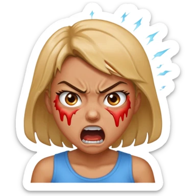 very angry and mad enraged fuming foaming at the mouth emoji really mad and sweating lots of detail girl  sticker