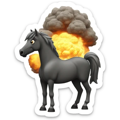 Horse with a nuclear explosion sticker