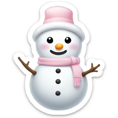 Cute white and light pink snowman sticker
