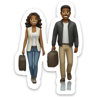  couple white in airport sticker
