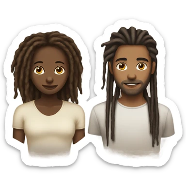 Light brown guy with dreads dark brown girl with dark hair sticker