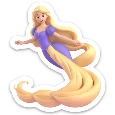 Disney Princess Rapunzel with extremely long flowing blonde hair sticker