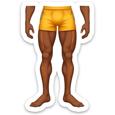 Emoji-style illustration of a single muscular and defined human leg, showing visible muscle lines and a strong, shredded look. Isolated from the body. Smooth, clean vector emoji style, bright flat colors, bold outlines, minimal shading, rounded shapes, high-resolution emoji aesthetic. sticker