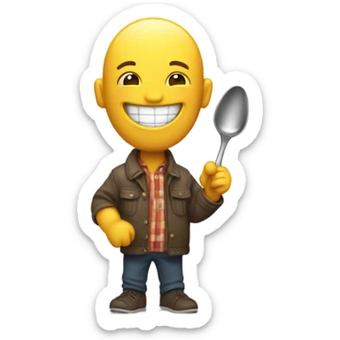 Emoji holding spoon and lighter sticker