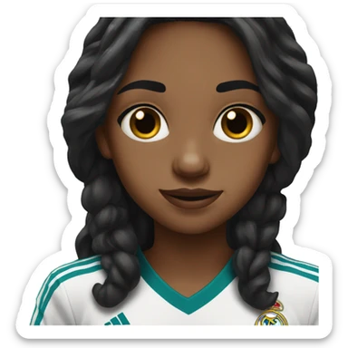 Black long haired girl with real Madrid shirt sticker