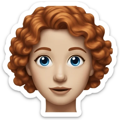 Realistic portrait of woman with wavy auburn hair and blue eyes  sticker
