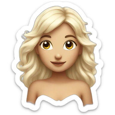 Fairy with white wings with flashes and clouds sticker