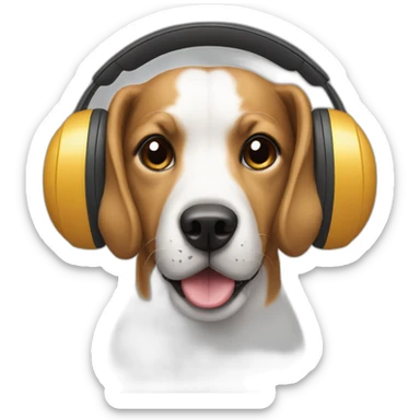 DOG WEARING HEADPHONES sticker