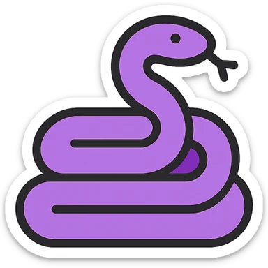 coiled purple snake, minimal design sticker