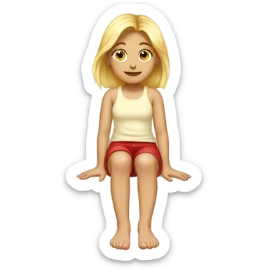 girl looking at her feet blonde hair red toes sticker