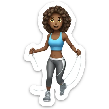 gym junkie female using a skipping rope sticker