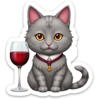gray Cat On A Couch With Wine sticker