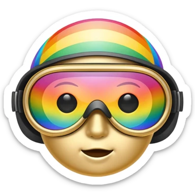 gold simulation rainbow visor goggles sticker