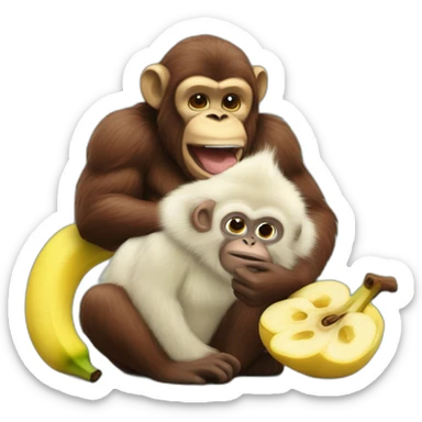 Glace Yellowstone with cherry and banana eated by a monkey sticker