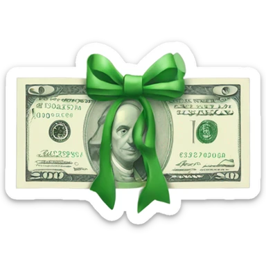 money with bow sticker