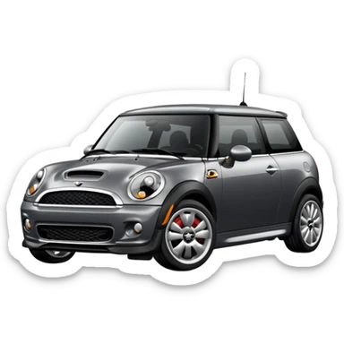 Mini cooper S emoji. Dark gray or black sticker