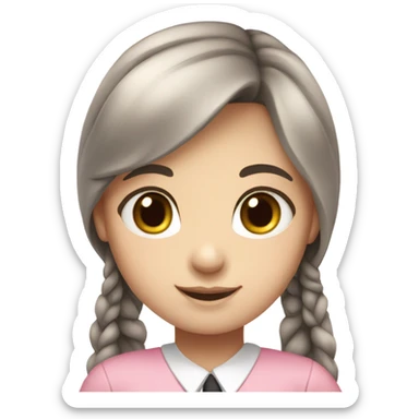 fair skin girl, pink school uniform and skirts, long straight hair sticker