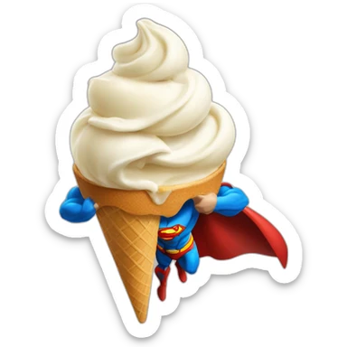 Superman savoring a scoop of vanilla ice cream sticker