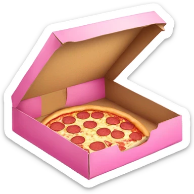 Realistic Pink empty open pizza box isolated.  sticker