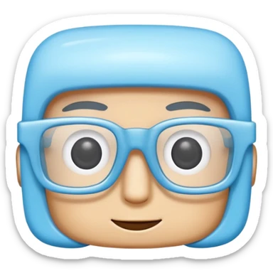 A 3D cartoon sky-blue square spectacle, slightly thick frame, glossy surface,Only glasses. sticker