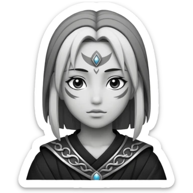 Kalashtar dnd estilo (dibujo antiguo blanco y negro) (ESTILO DARK ANIME Y QUE SE NOTE QUE ES UN Kalashtar) sticker