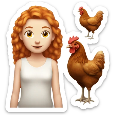 Ginger girl with a brahma hen sticker