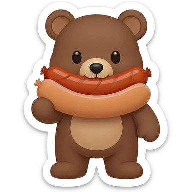 Cute Bear with sausage in his mouthe sticker
