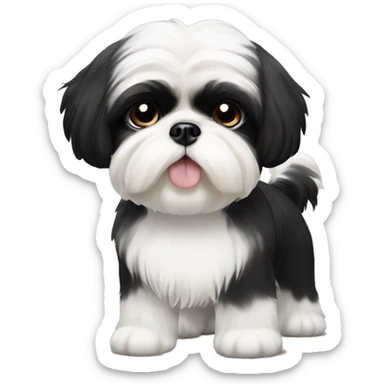 Black and white shih tzu with beige eyebrows sticker