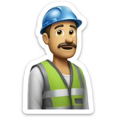 constructor guy thinking with his hand on this chin sticker