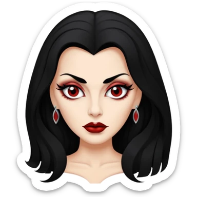 vampira parda sexy com cabelo preto longo e liso e franja e olhos pretos sticker