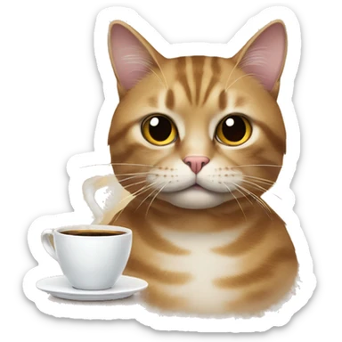 Cat with coffee and cigarete sticker