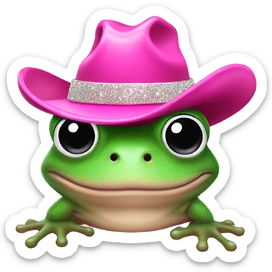 Frog wearing a sparkly pink cowboy hat  sticker
