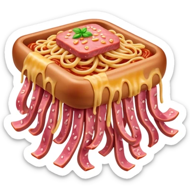  SPAM meat melted flying spaghetti pink gooey slop art sticker