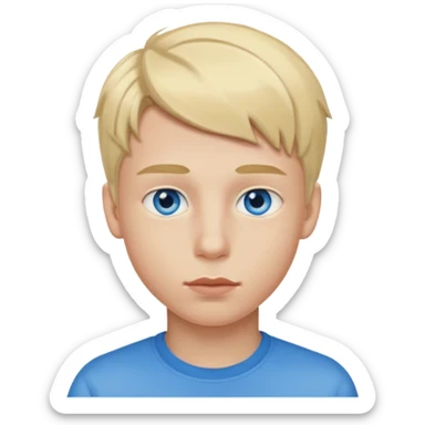 Teenage boy with blue eyes, blonde hair and thick lips sticker
