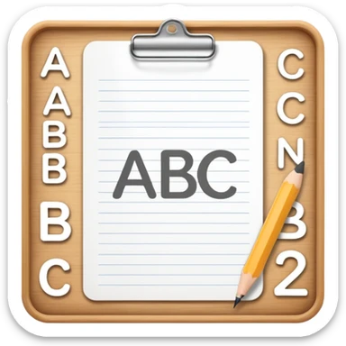 exam paper with the word “ABC” and a pencil sticker