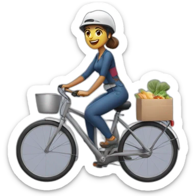 meal delivery woman on bicycle sticker
