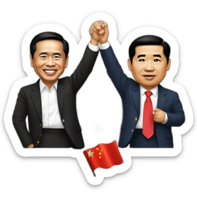 President Jokowi holding xie jinping sticker