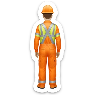 Engineer in orange hi-vis overalls facing away sticker