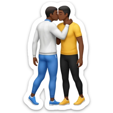 Full body view 2 naked men. White and black,  making out. Having sex sticker