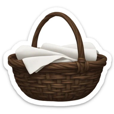 A woven dark Brown basket with fresh washed linen sticker