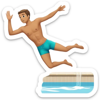 un hombre tirandose a una piscina sticker
