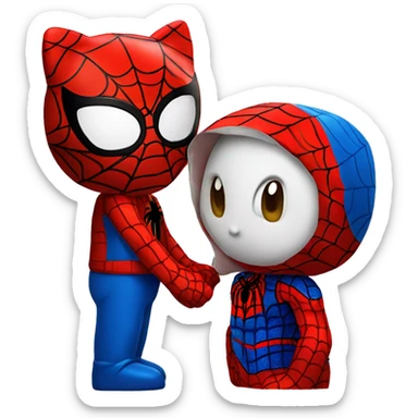 Hello kitty and spiderman kissing sticker
