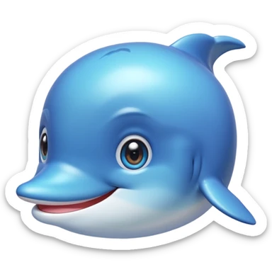extremely cute aesthetic dolphin with huge shiny round eyes, soft blue tones, extra friendly smile, maximally charming, kawaii-inspired, apple emoji style sticker