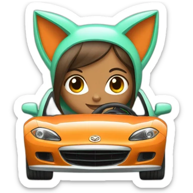 girl with fox ears driving a mint mazda sticker