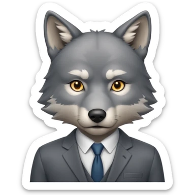 emoji of  wolf  with human body thinking sticker