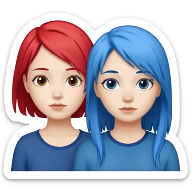 👭one having blue hair and one having red hair sticker