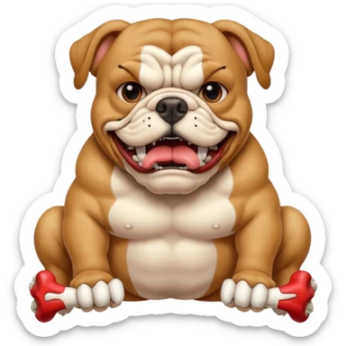 Scary Intense Bulldog, Eating Or Breaking a Bone sticker