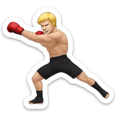 Thigh kick kickboxing white dude sticker