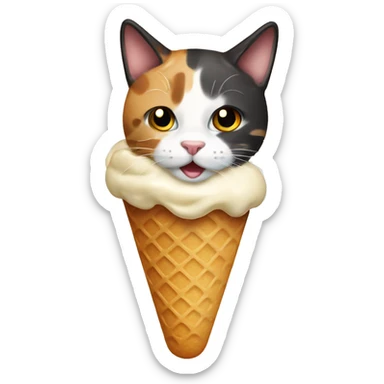 Icecream with calico cat sticker