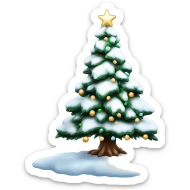 aesthetic christmas tree with snow sticker